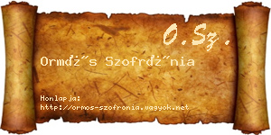 Ormós Szofrónia névjegykártya